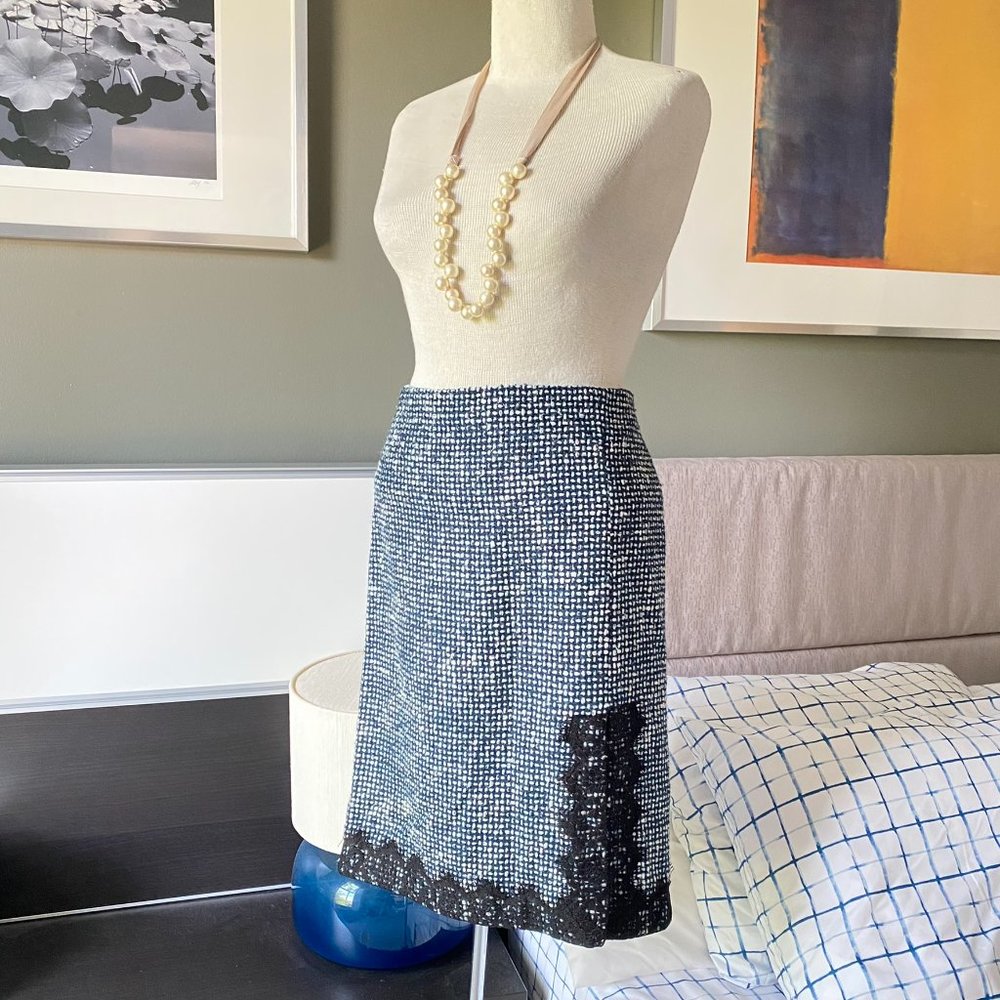❤️ Laundry Tweed Skirt with Black Lace Trim US2  - O39